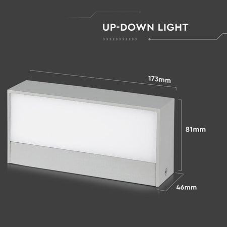 Lampada LED da Muro Rettangolare 9W Doppio Fascio Luminoso Colore Grigio 4000K IP65