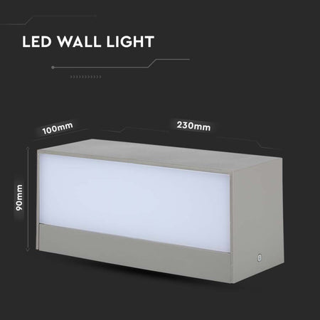 Lampada LED da Muro Rettangolare 12W Doppio Fascio Luminoso Colore Grigio 3000K IP65
