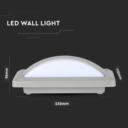Lampada LED da Muro Rettangolare 12W Colore Grigio 6500K IP65