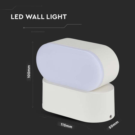 Lampada LED da Muro Ovale 5W 110LM/W Colore Bianco con Testa Ruotabile 3000K IP65