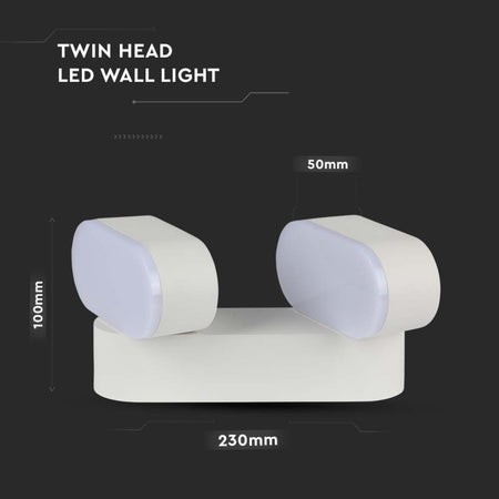 Lampada LED da Muro Ovale 12W 110LM/W Colore Bianco con Doppia Testa Ruotabile 3000K IP65