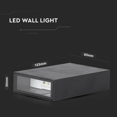 Lampada LED da Muro Rettangolare 4W Colore Nero 6500K IP65