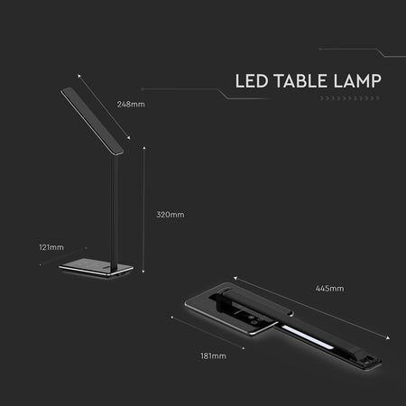 Lampada LED da Tavolo Quadrata 4W Multifunzione 3 in 1 con Caricatore Wireless Colore Nero