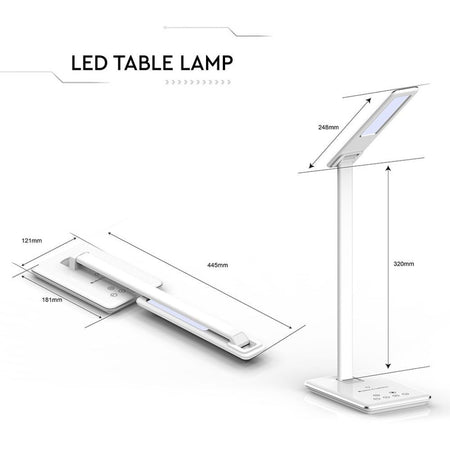 Lampada LED da Tavolo Quadrata 4W Multifunzione 3 in 1 con Caricatore Wireless Colore Bianco
