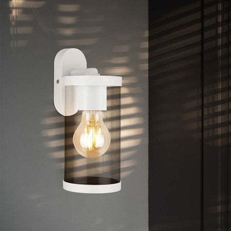 Lampada LED da Giardino Cilindrica con Portalampada E27 con Corpo Bianco Copertura Trasparente d: 93*116*234mm IP44 Attacco