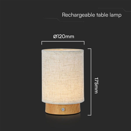 Lampada LED da Tavolo 3W 120x175mm Colore Beige Ricaricabile con USB C Touch Dimmerabile 3000K