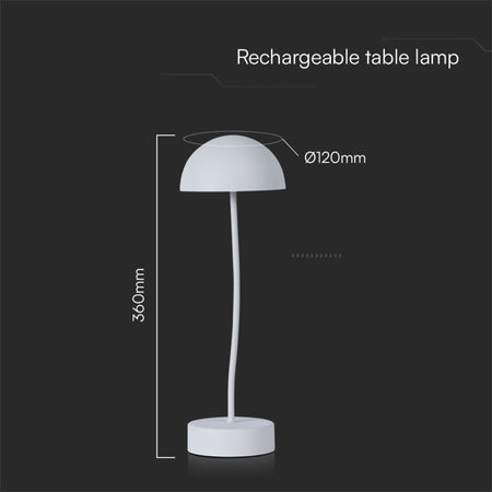 Lampada LED da Tavolo 3W Colore Bianco ricaricabile con USB C Touch Dimmerabile 3000K