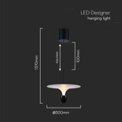 Lampadario LED 9W dal Design Moderno 30x300x173Cm Colore Bianco e Nero Altezza regolabile 3000K