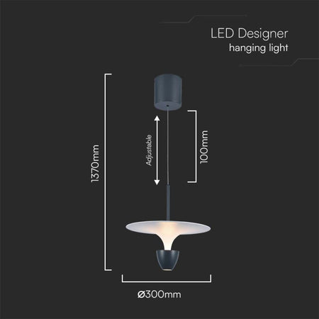 Lampadario LED 9W dal Design Moderno 30x300x173Cm Colore Bianco e Grigio Altezza regolabile 3000K