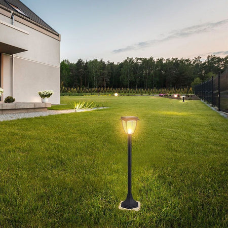 PRO Lampada LED Solare Samsung da giardino con Palo Colore Nero Opaco 3000K+6000K IP65