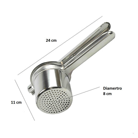 Schiaccia Patate in Acciaio Inox 24cm Diametro 8cm Ergonomico Made in Italy