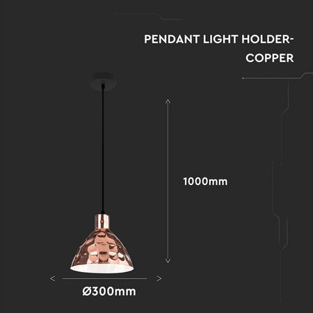 Lampadario LED a Cono in Metallo con Portalampada E27 (Max 60W) Colore Oro Rosa a Specchio d: 300mm