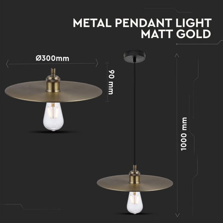 Lampadario LED a Disco in Metallo con Portalampada E27 (Max 60W) Colore Oro Opaco