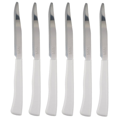 Coltelli Bistecca 24pz Manico in Polipropilene Doppia Affilatura 22cm Bianco