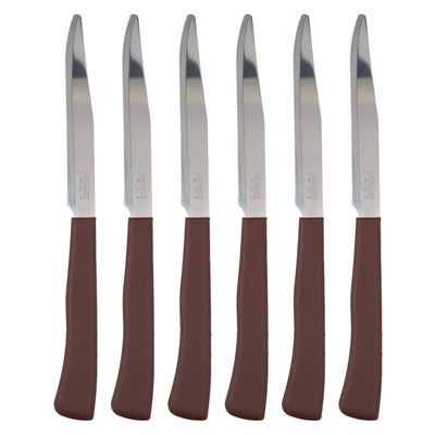 Coltelli Bistecca 24pz Manico in Polipropilene Doppia Affilatura 22cm Marrone