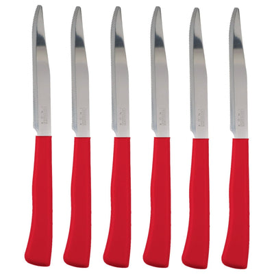 Coltelli Bistecca 24pz Manico in Polipropilene Doppia Affilatura 22cm Rosso