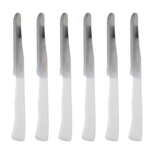 Coltelli da Tavola 24pz Manico in Polipropilene Doppia Affilatura 22cm Bianco