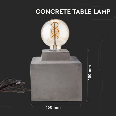 Lampada LED da Tavolo Quadrata con Portalampada E27 (Max 60W) Base in Calcestruzzo