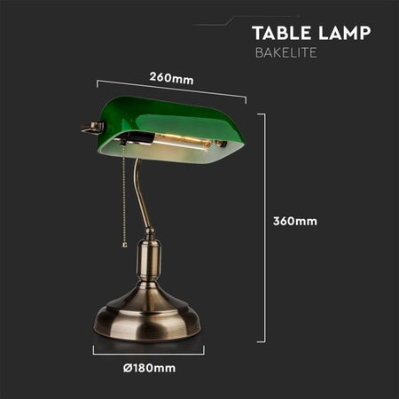 Lampada LED da Tavolo Vintage in Metallo con Portalampada E27 Diffusore Inclinabile di 90° in Vetro Colore Verde