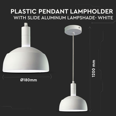 Lampadario LED con Paralume in Alluminio e Portalampada E14 (Max 60W) Colore Bianco