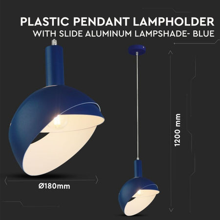 Lampadario LED con Paralume in Alluminio e Portalampada E14 (Max 60W) Colore Blu
