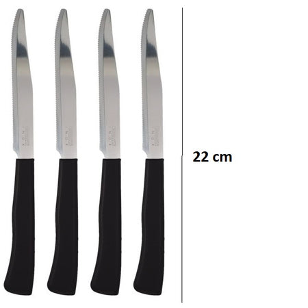 Coltelli Bistecca 24pz Manico in Polipropilene Doppia Affilatura 22cm Tortora