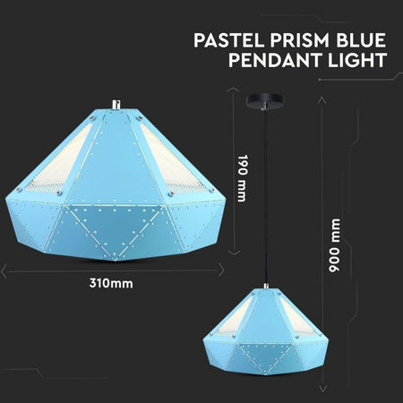 Lampadario LED a Prisma in Metallo con Portalampada E27 (Max 60W) Colore Blu