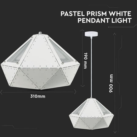 Lampadario LED a Prisma in Metallo con Portalampada E27 (Max 60W) Colore Bianco