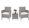 Set da Giardino 2 Poltrone 1 Tavolino Rattan Intrecciato Beige e Cuscini Ecrù