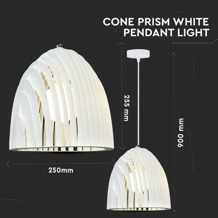 Lampadario LED a Campana Prismatica in Metallo con Portalampada E27 (Max 60W) Colore Bianco