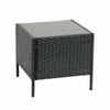 Set da Giardino 2 Poltrone 1 Tavolino Rattan Intrecciato Grigio e Cuscini Beige