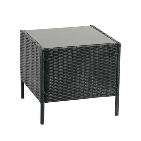 Set da Giardino 2 Poltrone 1 Tavolino Rattan Intrecciato Grigio e Cuscini Beige