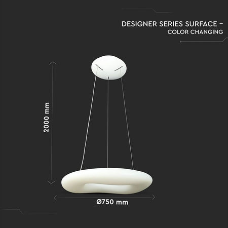 Lampadario LED a Sospensione Circolare 82W con Telecomando Cambio Colore 3 in 1 Corpo Bianco d: 75cm h:120cm Dimmerabile