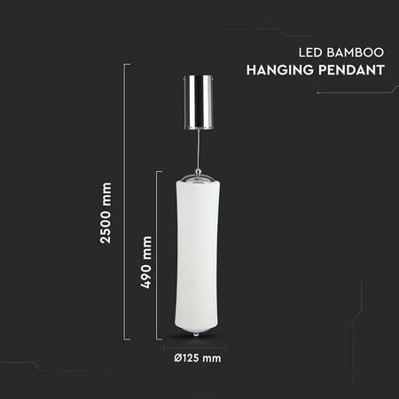 Lampadario LED a Sospensione con Cilindro Verticale 18W Colore Bianco Satinato 3000K Triac Dimmerabile