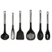 Utensili da Cucina 6pz in Acciaio e Nylon Non Graffiano Antiaderenti Nero Cromo