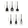 Utensili da Cucina 6pz in Acciaio e Nylon Non Graffiano Antiaderenti Nero Cromo