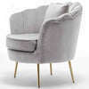 Sedia Poltrona Relax Velluto e Metallo Imbottita Design Moderno Grigio Piedi Oro
