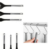 Utensili da Cucina 6pz in Acciaio e Nylon Non Graffiano Antiaderenti Nero Cromo