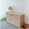 Scarpiera Bassa in Legno Mobile Salvaspazio 90.5x12.5 H46cm Oak 8Paia di Scarpe