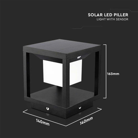 Lampada Solare LED da terra 2W Quadrata con Sensore di Movimento Colore Nero 3000K IP65