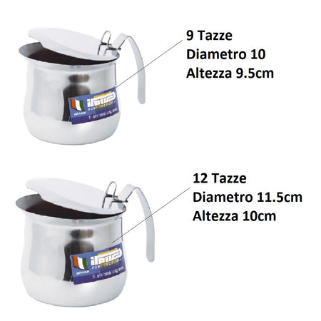 Coppia Bricco in Acciaio Inox 18/10 9+12 Tazze Lavabili in Lavastoviglie
