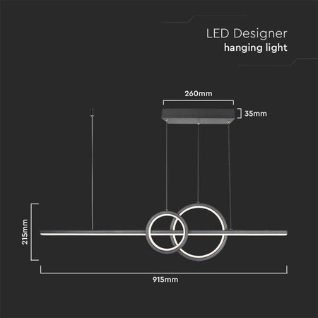 Lampadario LED a Sospensione 17W 3in1 dal Design Moderno Colore Nero