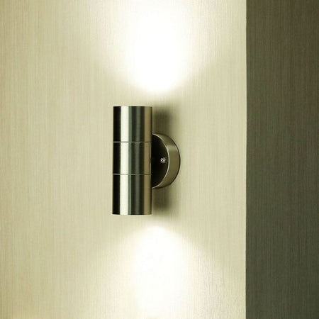 Portafaretto LED Doppio da Muro Rotondo 2xGU10 e GU5.3 (MR16) Colore Grigio IP44
