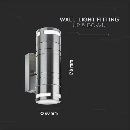 Portafaretto LED Doppio da Muro 2xGU10 e GU5.3 (MR16) in Acciaio Inox IP44