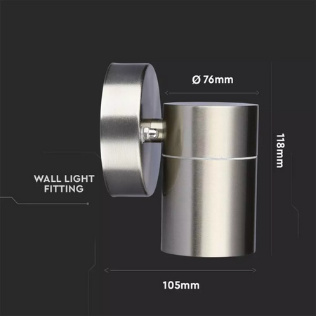 Portafaretto LED da Muro Rotondo GU10 (Max 35W) Colore Metallico IP44