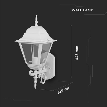 Lampada LED da Muro a Lanterna con Portalampada E27 (Max 60W) Rivolta Verso in Alto Colore Bianco Opaco IP44