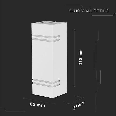 Portafaretto LED Doppio da Muro 2xGU10 e GU5.3 (MR16) Quadrato in Alluminio Colore Bianco IP44