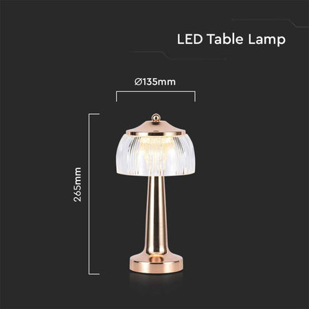 Lampada LED da Tavolo 1W 13.5x26.5 Colore Oro francese Ricaricabile con USB C Touch Dimmerabile 3in1