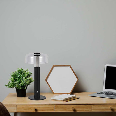 Lampada LED da Tavolo 1W Colore Nero e Bianco Trasparente Ricaricabile con USB C Touch Dimmerabile 3in1