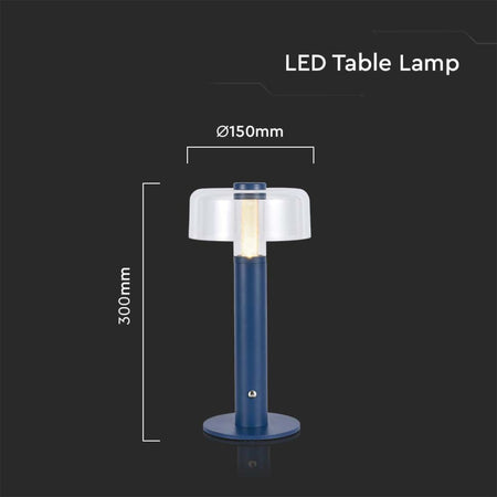 Lampada LED da Tavolo 1W Colore Blu Morandi sabbia e Bianco Trasparente Ricaricabile con USB C Touch Dimmerabile 3000K